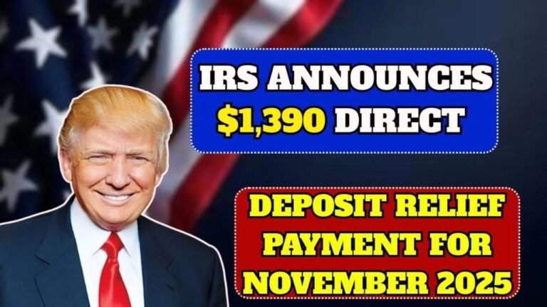 IRS Confirms $1,390 Direct Deposit Relief Payment for November 2025: Eligibility, Dates & Full Guide